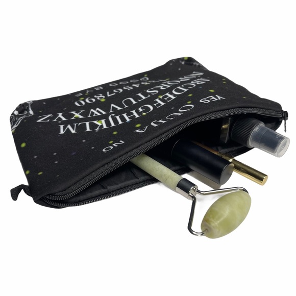 Makeup Bag Gothic Black Ouija Style Zip Up Horror - Picture 6 of 7